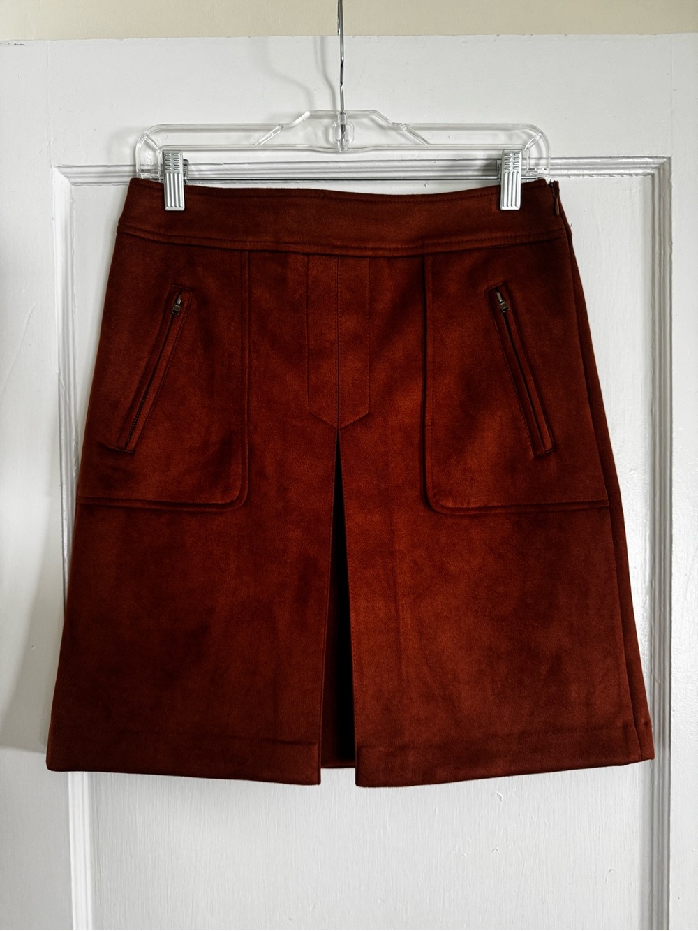 LOFT Faux-Suede Front-Slit Skirt in Rust Brown NEVER WORN